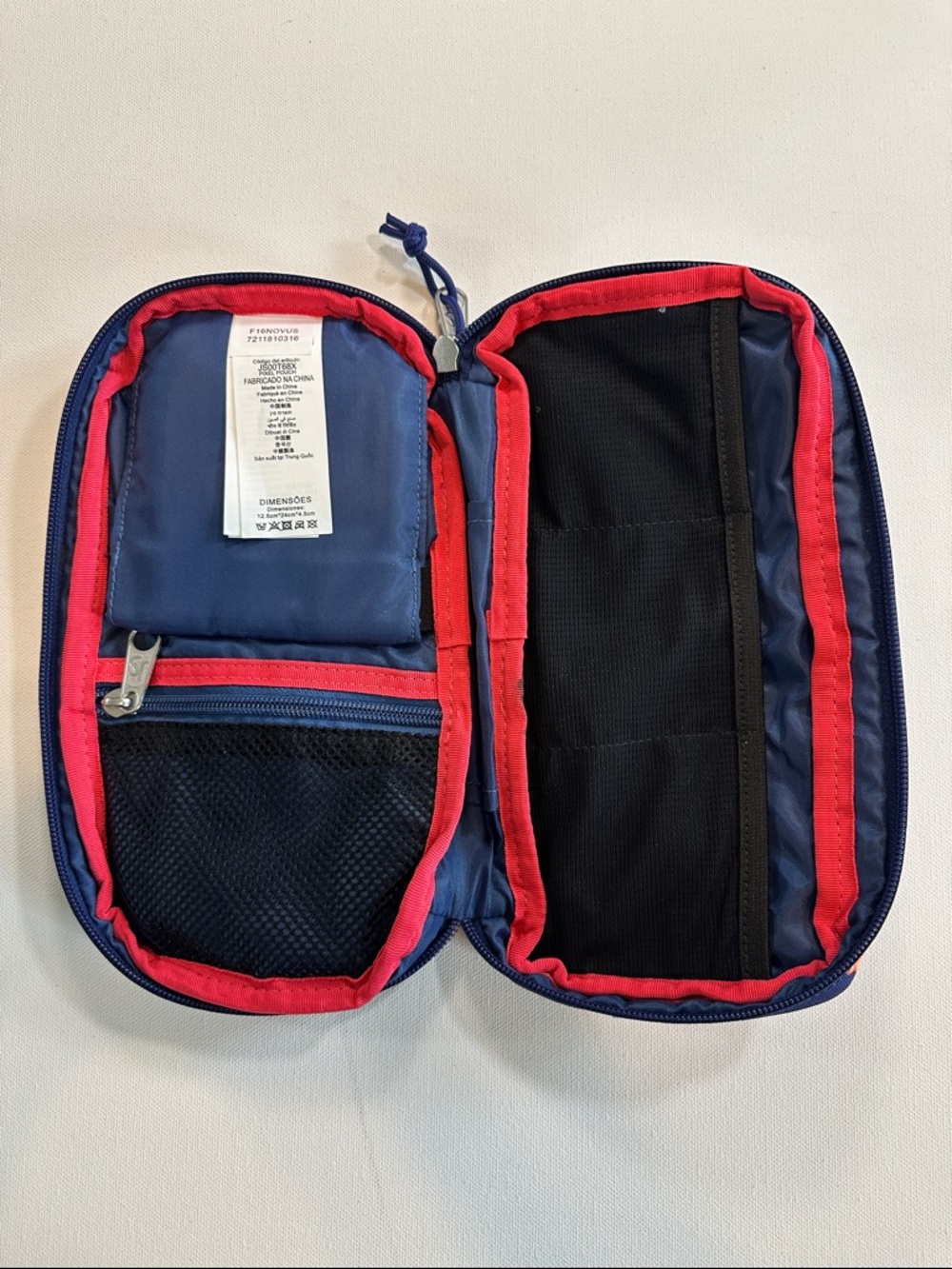 Jansport Navy Floral Zipper Accessory Pouch Cosmetic Bag Pencil Case - Picture 2 of 8